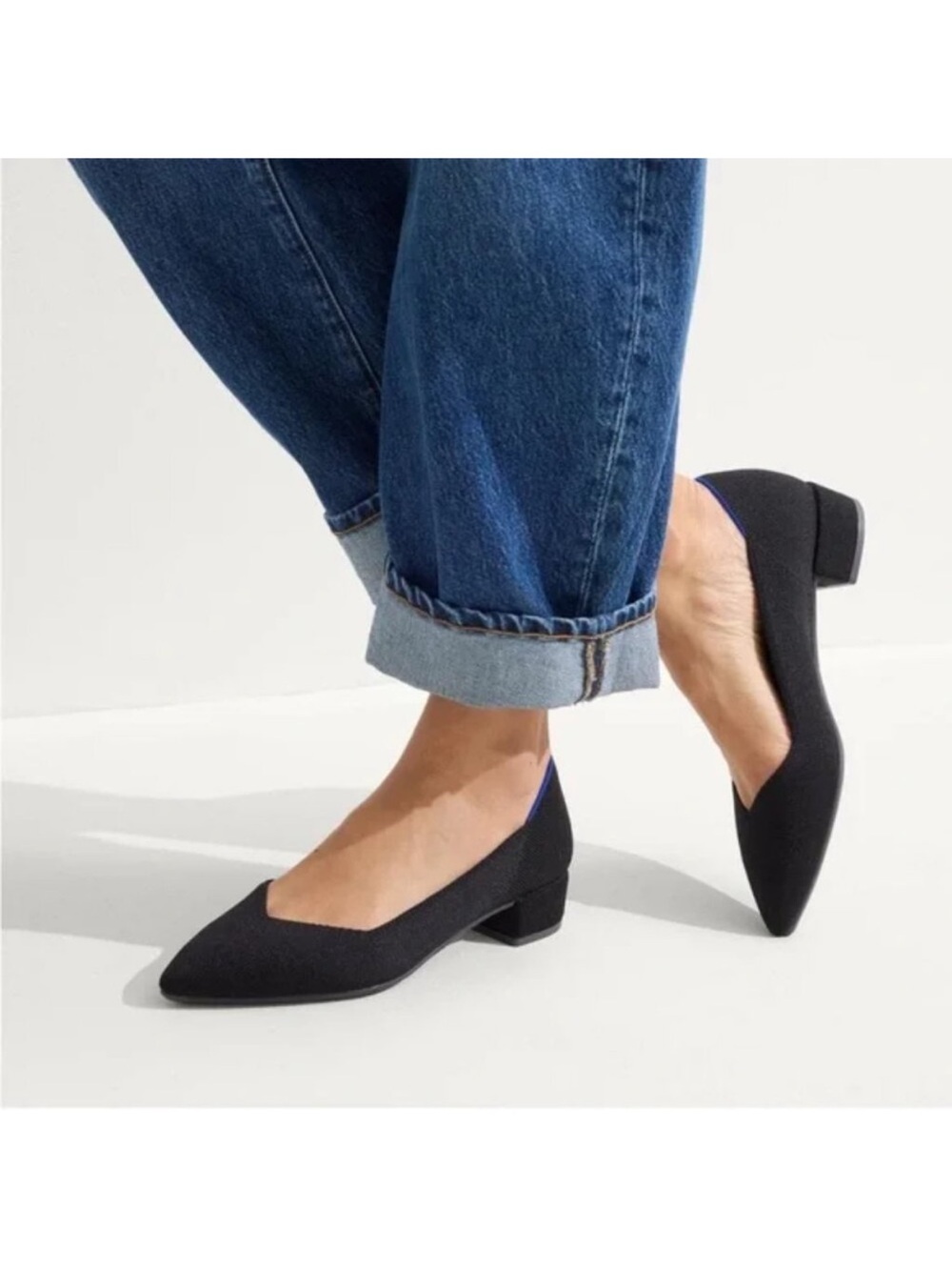 Rothy's Black High Point Block Heel Pumps